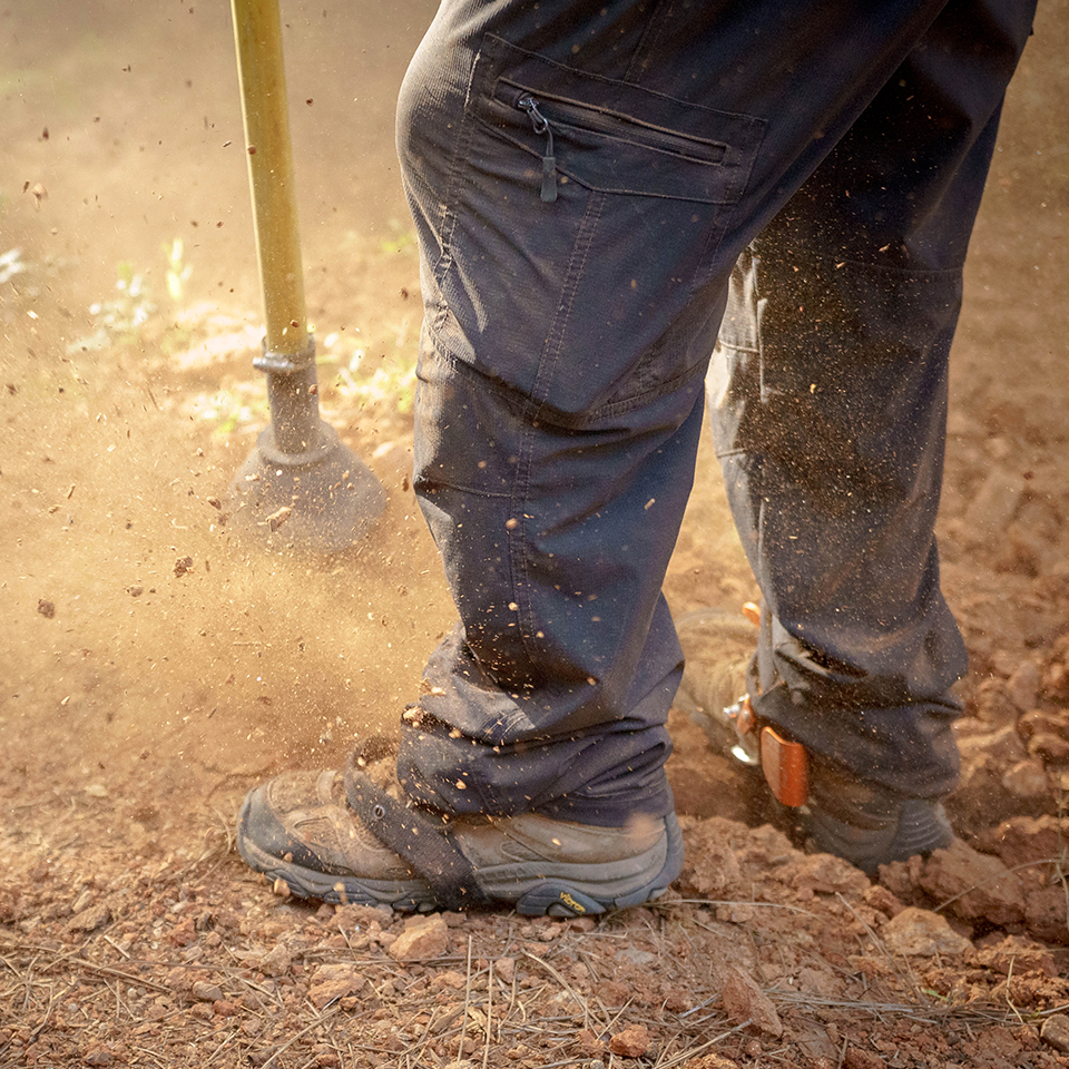 Soil decompaction or aeration to improve oxygen flow